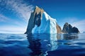 a jagged peak of an iceberg above the sea surface