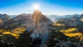 Jagged peaks and hilly highlands of Three Peaks of Lavaredo