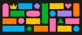 Jagged Rectangle collection. Tattered frame or text box with jagged edges on black background. Colorful Square, heart
