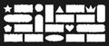 Jagged Rectangle shapes. Set of white grunge geometric frames. Ripped and cutout paper torn strip. Vector illustration
