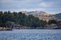 Stunning Fall Colors overlooking the mountains at Marquette, Michigan and Lake Superior Royalty Free Stock Photo