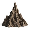 Jagged Rocky Mountain Peak with Textured Surface on White Background sharp Royalty Free Stock Photo
