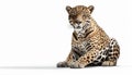 Jaguar animal in aggression mood on isolated white background