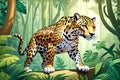 Jaguar animal dense rainforest habitat