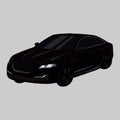 Jaguar Car Vector Icon On A Grey Background. Black Auto Illustration Isolated On Grey. Sport Automobile Realistic Style