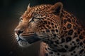 Jaguar, portrait animal, cheetah, leopard, front view. Close up on a jaguar eyes on black background. generative ai Royalty Free Stock Photo