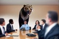 Jaguar Executive: A Sharp-Dressed Leader in a High-Tech Meeting