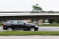 Jaguar F-Pace on the street. Motion blur. Riga, Latvia - 20 May 2021