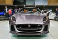 Jaguar F-Type SVR convertible car showcased at the Geneva International Motor Show. Switzerland - March 1, 2016