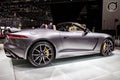 Jaguar F-Type SVR convertible sports car showcased at the Geneva International Motor Show. Switzerland - March 1, 2016 Royalty Free Stock Photo