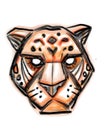 Jaguar face digital hand drawn illustration Royalty Free Stock Photo