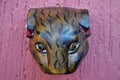 Jaguar head carved in wood decoration