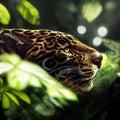 A jaguar hiding in forest digital art