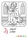 Jaguar judge ABC coloring book Alphabet J Royalty Free Stock Photo