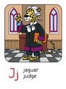 Jaguar judge Animal and professions ABC Alphabet J Royalty Free Stock Photo