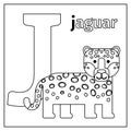 Jaguar, letter J coloring page