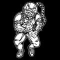 Jaguar Mascot American Football Black and White Illustration Royalty Free Stock Photo