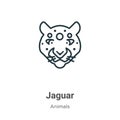 Jaguar outline vector icon. Thin line black jaguar icon, flat vector simple element illustration from editable animals concept Royalty Free Stock Photo