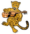 Jaguar playing the guitar Royalty Free Stock Photo