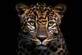 Jaguar portrait on black background