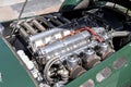 Jaguar retro racing sports car engine close up