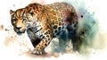 Jaguar watercolor predator animals wildlife