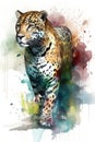 Jaguar watercolor predator animals wildlife