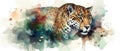 Jaguar watercolor predator animals wildlife Royalty Free Stock Photo