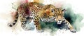 Jaguar watercolor predator animals wildlife Royalty Free Stock Photo