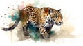 Jaguar watercolor predator animals wildlife Royalty Free Stock Photo