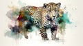 Jaguar watercolor predator animals wildlife Royalty Free Stock Photo