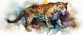 Jaguar watercolor predator animals wildlife