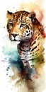 Jaguar watercolor predator animals wildlife