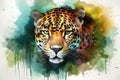 Jaguar watercolor predator animals wildlife