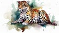 Jaguar watercolor predator animals wildlife Royalty Free Stock Photo