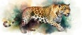 Jaguar watercolor predator animals wildlife Royalty Free Stock Photo