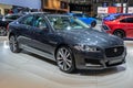 Jaguar XF Prestige car at the Brussels Autosalon Motor Show. Belgium - January 18, 2019