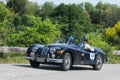 JAGUAR XK140 OTS 1954 on an old racing car in rally Mille Miglia 2018 the famous italian historical race 1927-1957