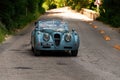 JAGUAR XK 140 SE DROP HEAD COUPÃâ° 1955 on an old racing car in rally Mille Miglia 2017 Royalty Free Stock Photo