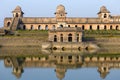 Jahaz Mahal , Ship Palace and blue water lake in sunrise. Mandu, Madhya Pradesh, India Royalty Free Stock Photo