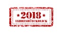 Jahresruckblick 2018. Review of the year, stamp on a white background. German text. Annual report. Vector illustration