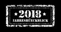 Jahresruckblick 2018. Review of the year, stamp. German text. Annual report. Vector illustration Royalty Free Stock Photo