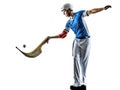 Jai alai Basque pelota ..Cesta Punta player man isolated silhouet Royalty Free Stock Photo