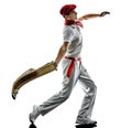 Jai alai Basque pelota ..Cesta Punta player man isolated silhouet Royalty Free Stock Photo