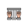 jail, arrest, arrested, prisoner, handcuffs line colored icon. Elements of protests illustration icons. Signs, symbols Royalty Free Stock Photo