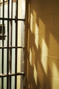 A jail cell door with it`s shadow cast Royalty Free Stock Photo