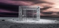 Jail Cell Unlocked In Barren Landscape Royalty Free Stock Photo