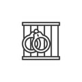 Jail and handcuffs line icon