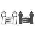 Jail house line and solid icon. Prison castle, penitentiary building. Jurisprudence vector design concept, outline style