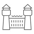 Jail house thin line icon. Prison castle, penitentiary building. Jurisprudence vector design concept, outline style